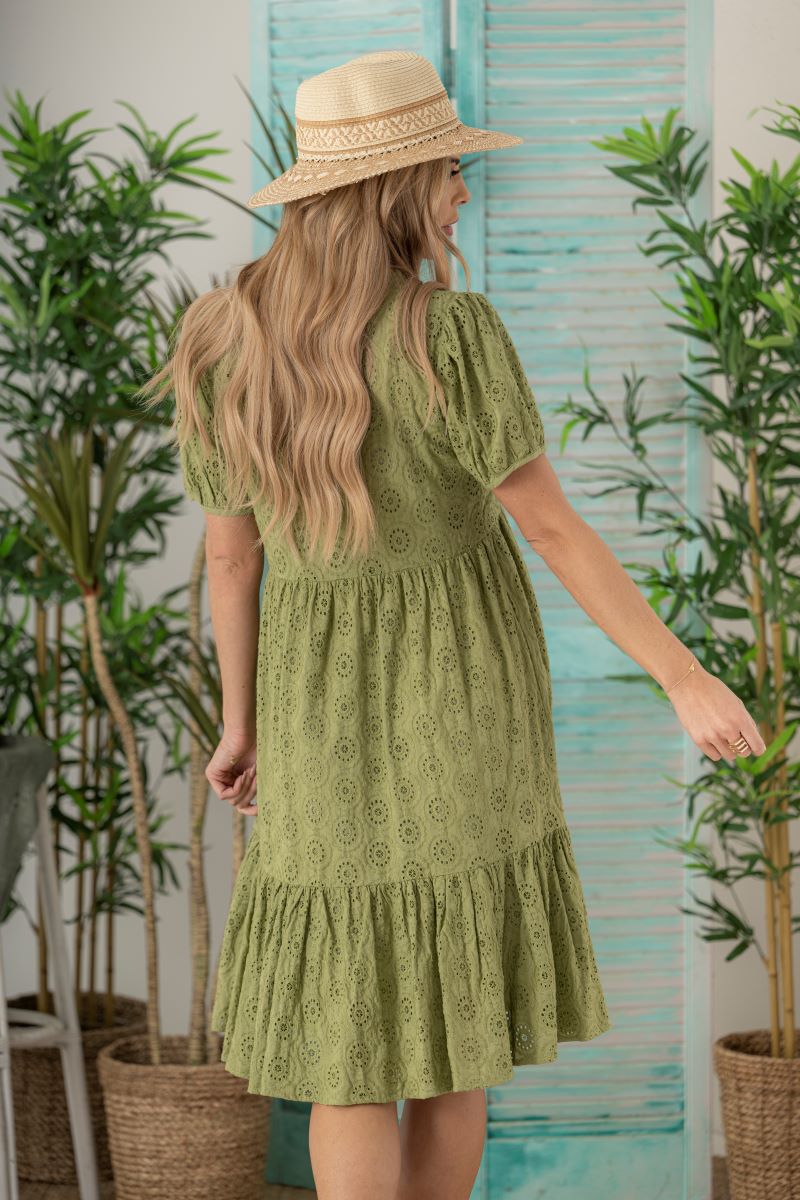 Ava Buttoned Dress - Sage