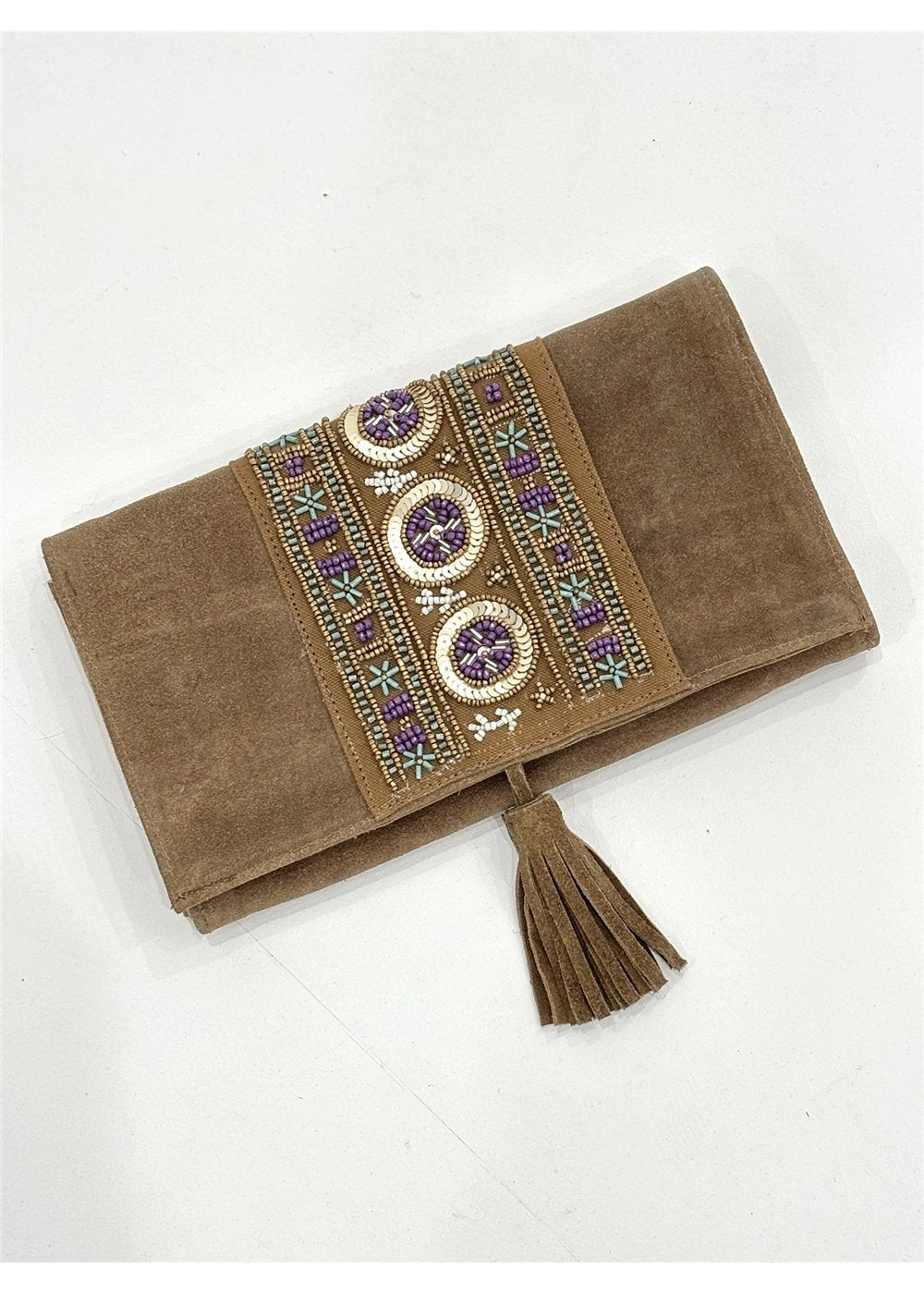 Beaded Suede Clutch - AJ39
