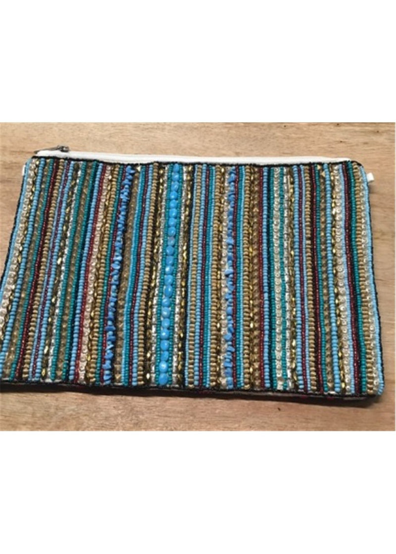 Turquoise Beaded turquoise clutch purse - Turquoise