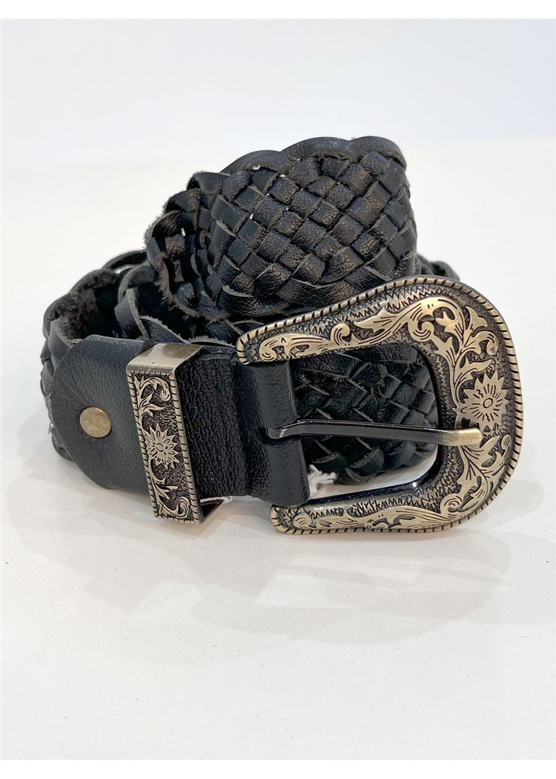 Braided Leather Belt | Black