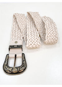 Braided Leather Belt | Cream
