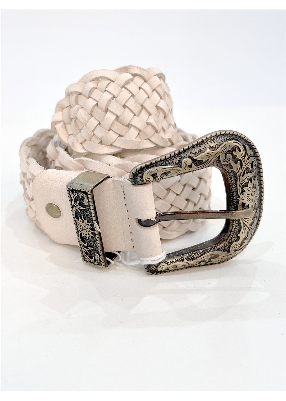 Braided Leather Belt | Cream