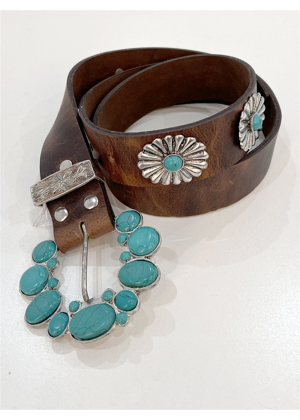 Turquoise Buckle Leather Belt