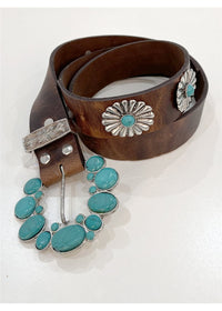 Turquoise Buckle Leather Belt