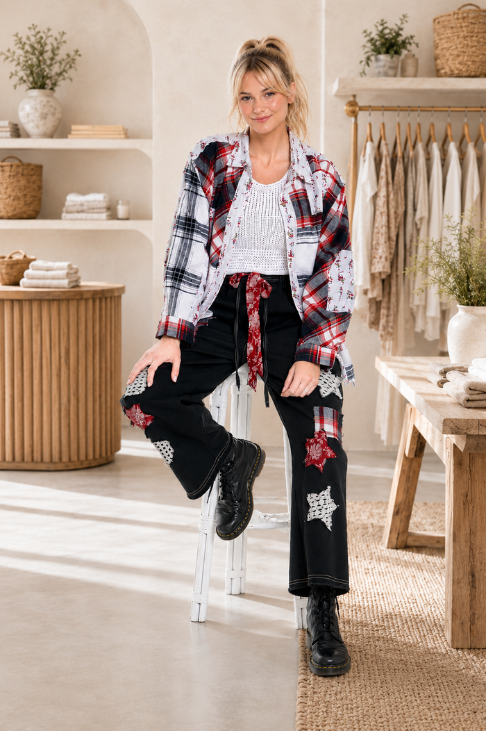 CJ Star Patchwork Jeans | Black CD-108