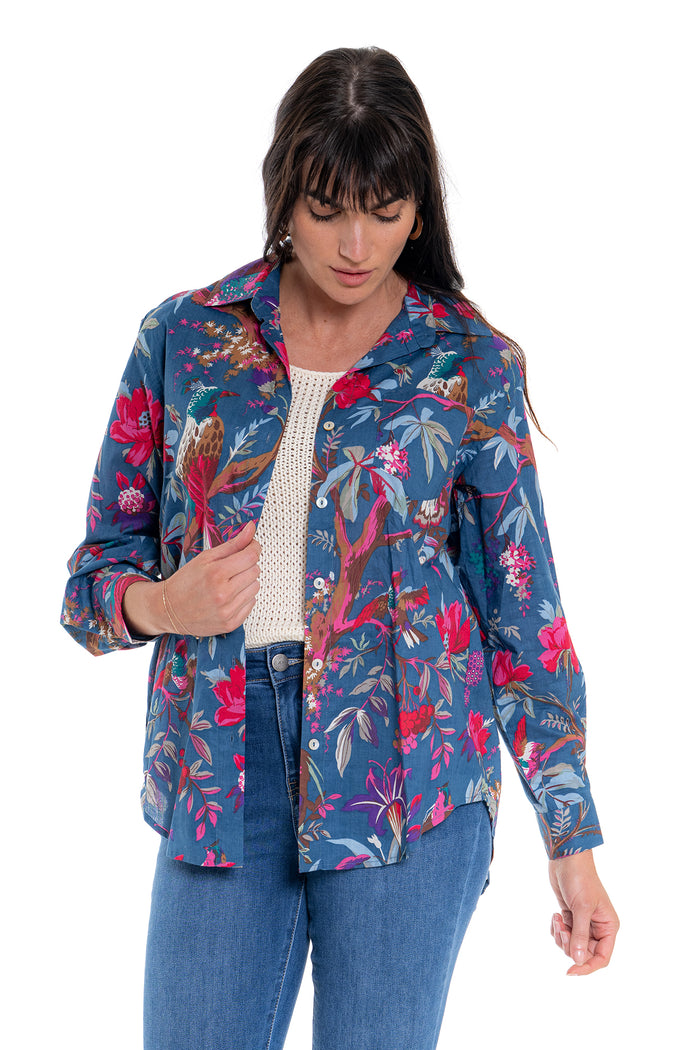 CJ Shirt - Blue Botanical | CD160 (agent sample)