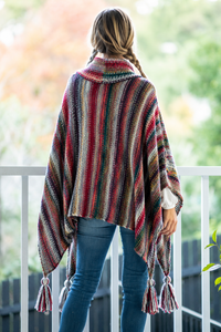 Nia Woodland Turtleneck Poncho (Red/Green)