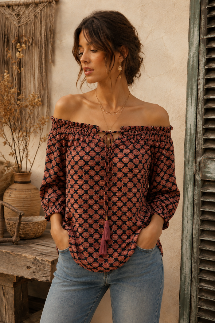Leafy Peasant Blouse (Sample BL-1752)