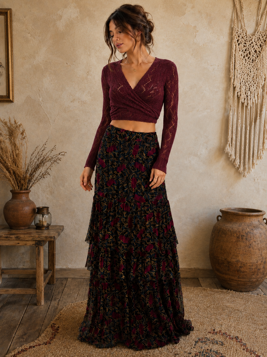 Teal Noir Maxi Skirt (Sample AP-78)