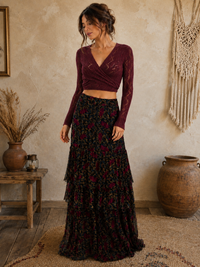 Teal Noir Maxi Skirt (Sample AP-78)
