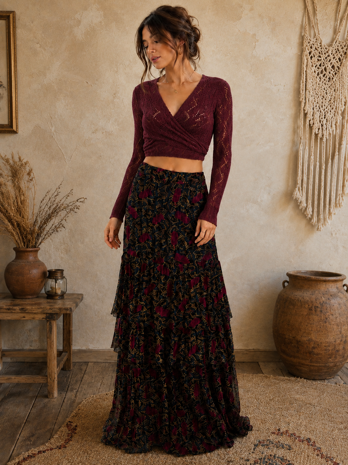 Teal Noir Maxi Skirt (Sample AP-78)