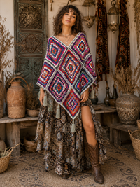Jewel Mosaic Crochet Poncho