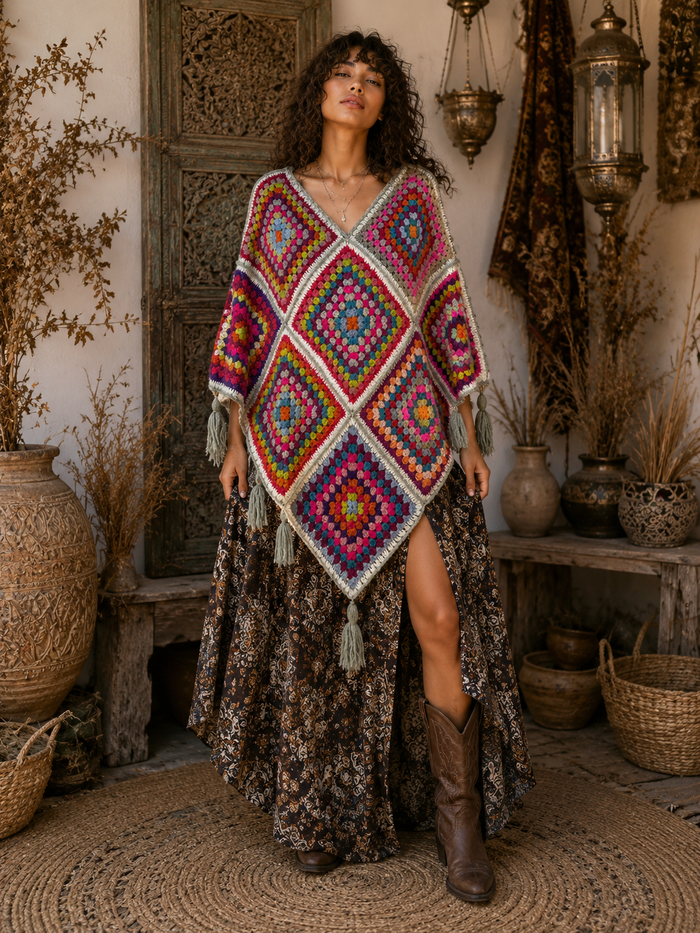 Mosaic Wonderland Crochet Poncho