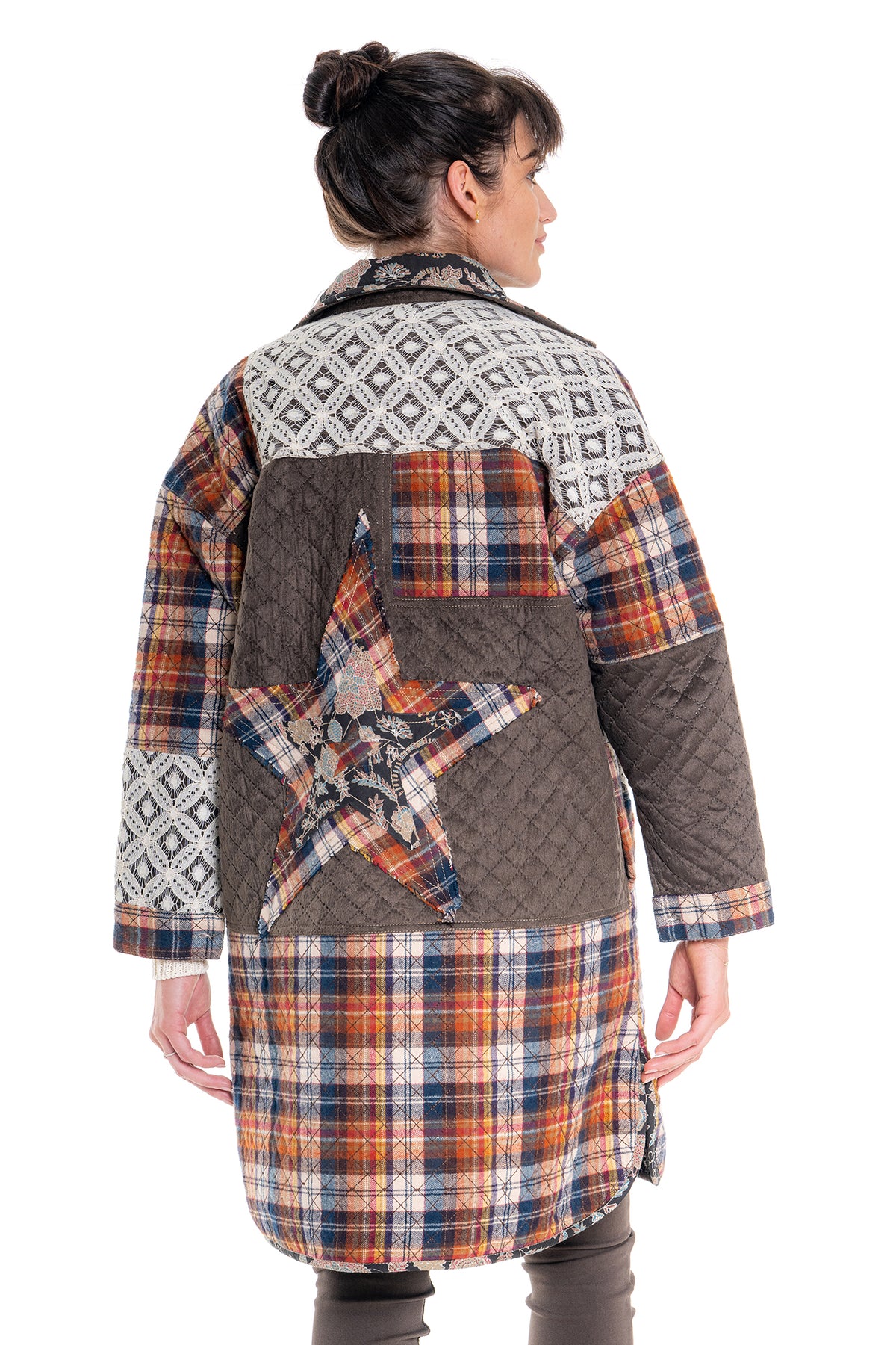CJ Coat Quilted Patchwork | Choc CD-157 (agent samples - Size S/M)