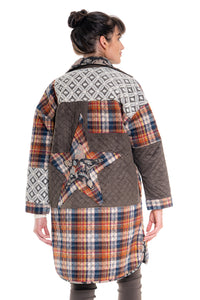CJ Coat Quilted Patchwork | Choc CD-157 (agent samples - Size S/M)