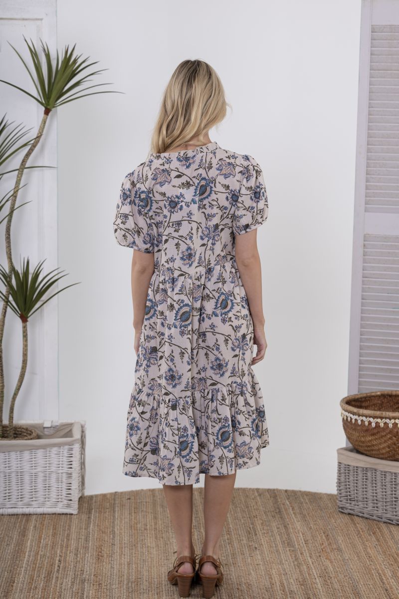 Rubina Dress - Victoria Print - Blu - Sample Sale