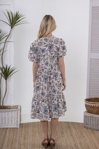 Rubina Dress - Victoria Print - Blu - Sample Sale