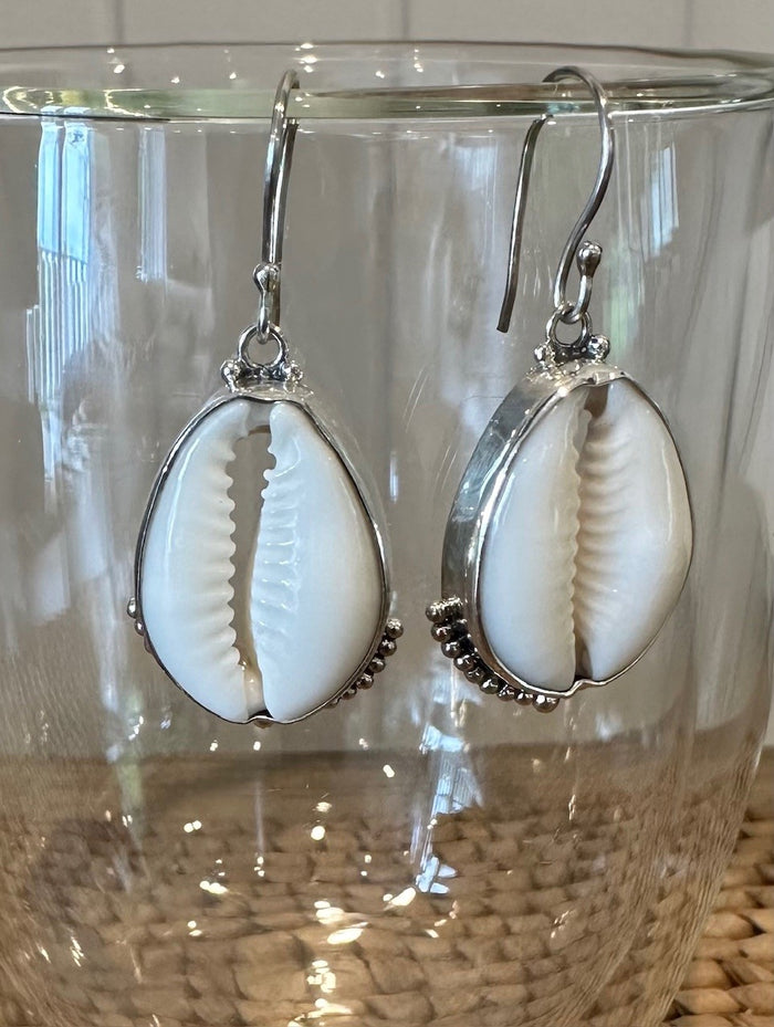 Sterling Silver Cowrie Shell Earrings - DT118