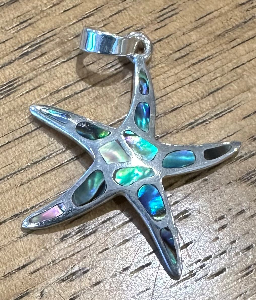 Paua Silver Starfish Pendant - DT34