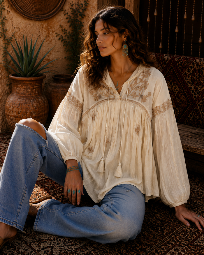 Willow Song Blouse - Ivory - AO40  Agent Sample
