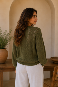 Fria Knit Top | Green olive