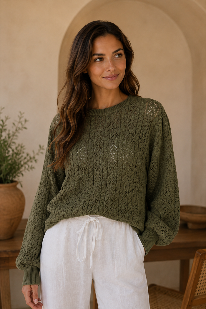Fria Knit Top | Green olive