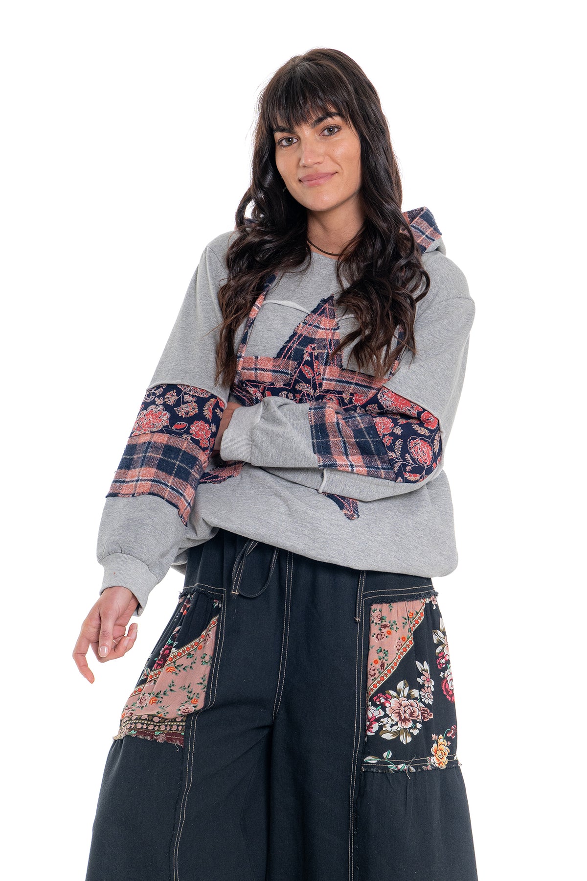 CJ Hoodie Star Patchwork | Grey CD-134 (agent samples - Size S/M)