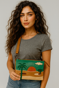 Palm Clutch/Bag - Leather Applique