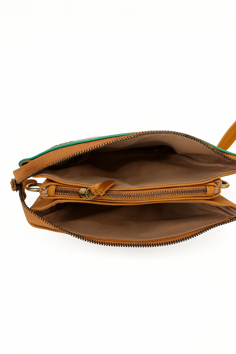 Palm Clutch/Bag - Leather Applique