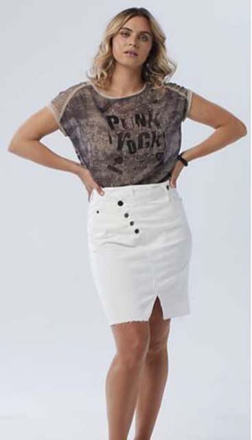 white denim skirt