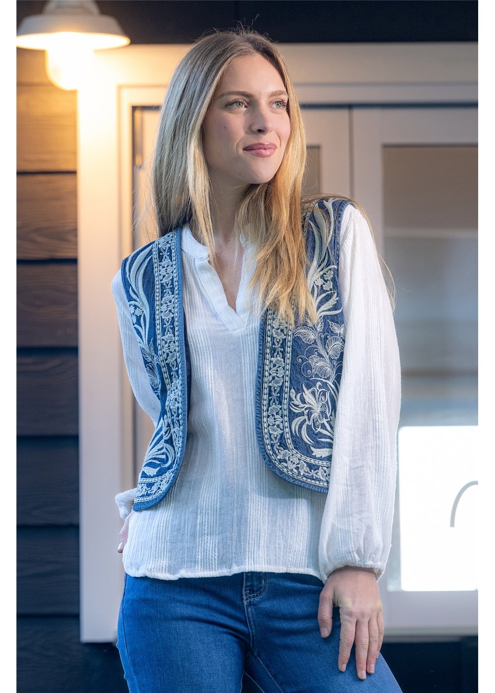Belle Embroidered Denim Vest