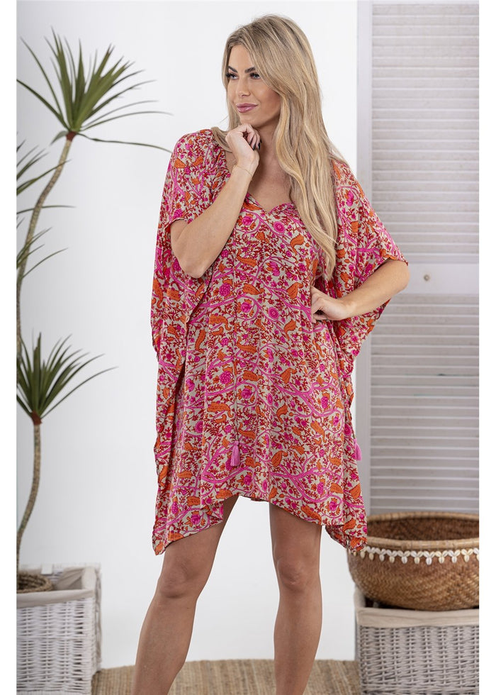 Pink Yarrow Short Kaftan, front view