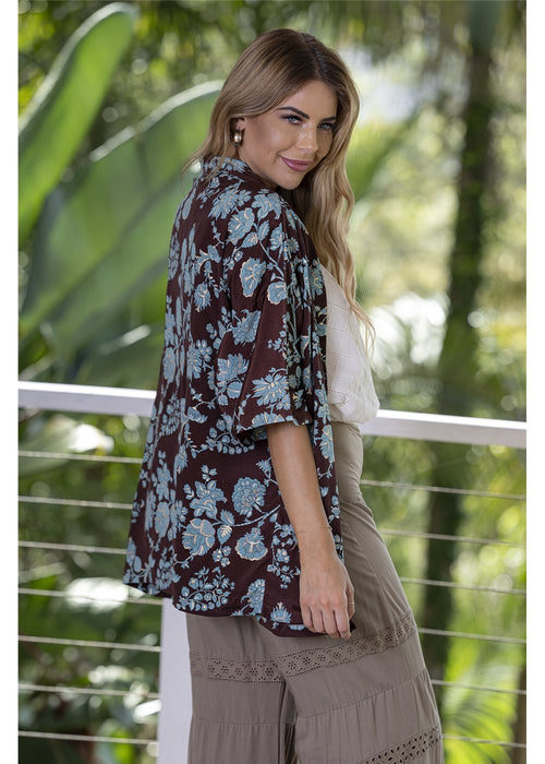 Brandy Short Kimono in silk blend, front view