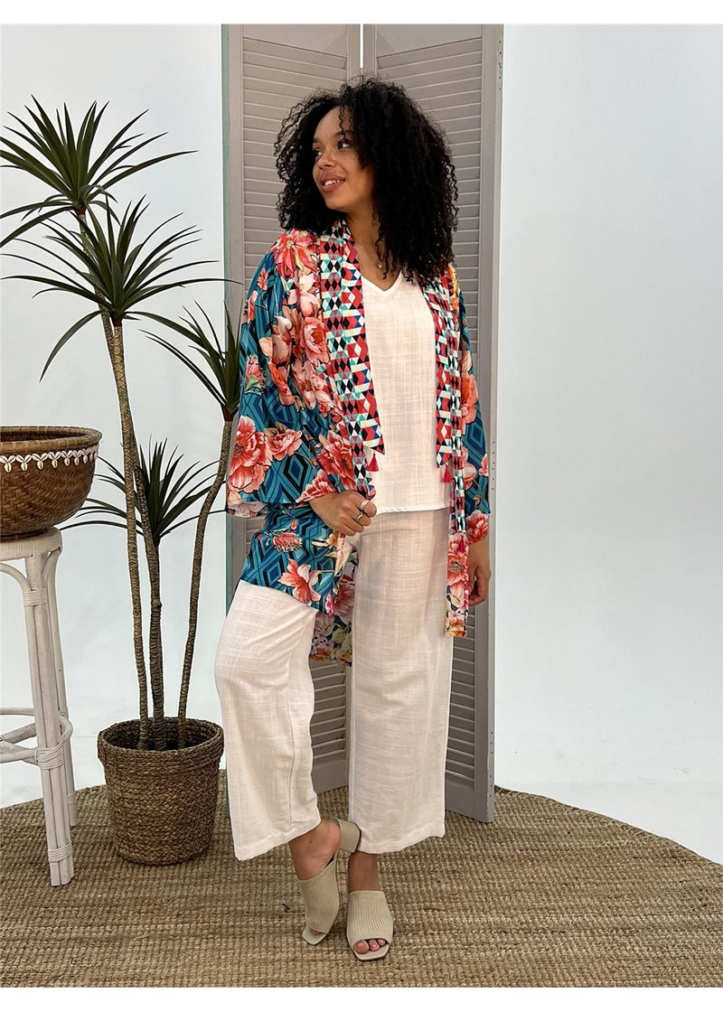 Floral Diamond Kimono