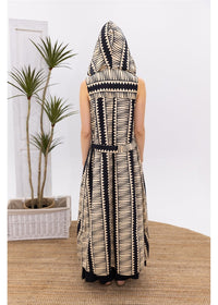 Hemi Cotton Hooded Sleeveless Kimono - Black