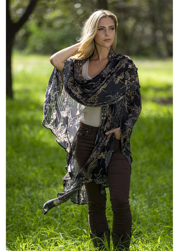Firefly Wrap in silk blend, front view