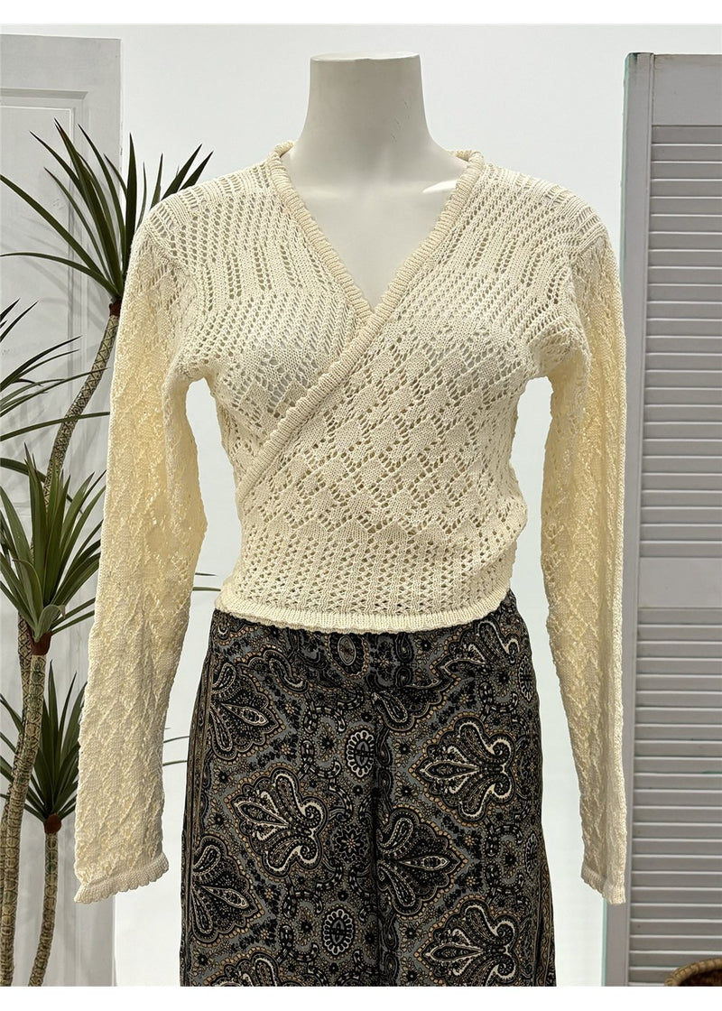 Shanee Knit Tie Top - Cream