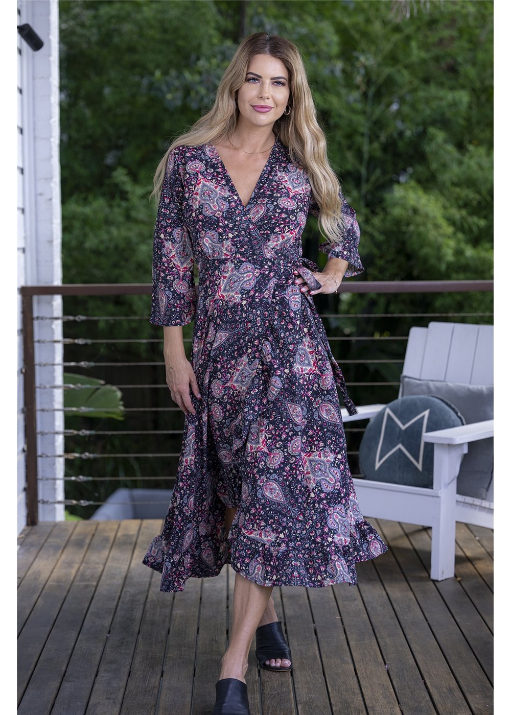 Allegra Long Sleeve Wrap Dress