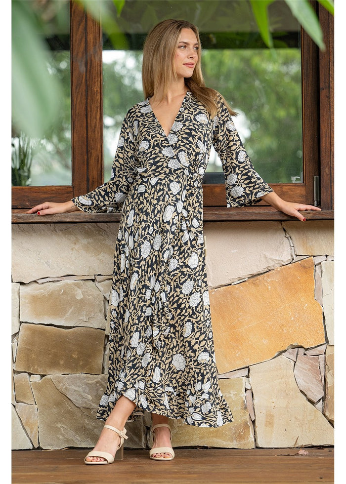 Imogen Long Slv Wrap Dress