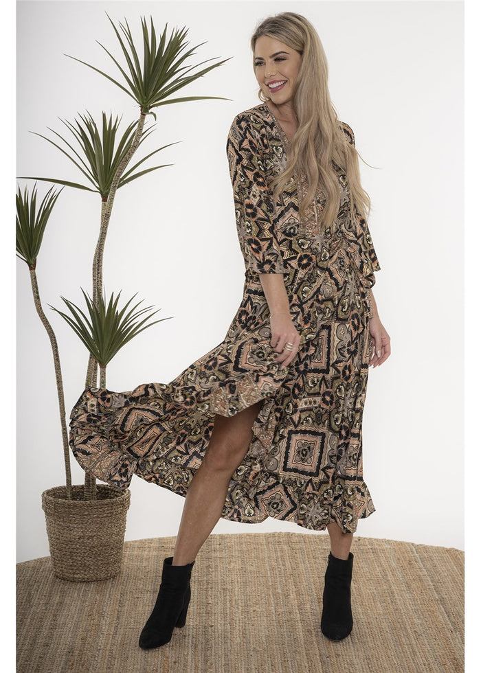 Keisha Long Sleeve Wrap Dress