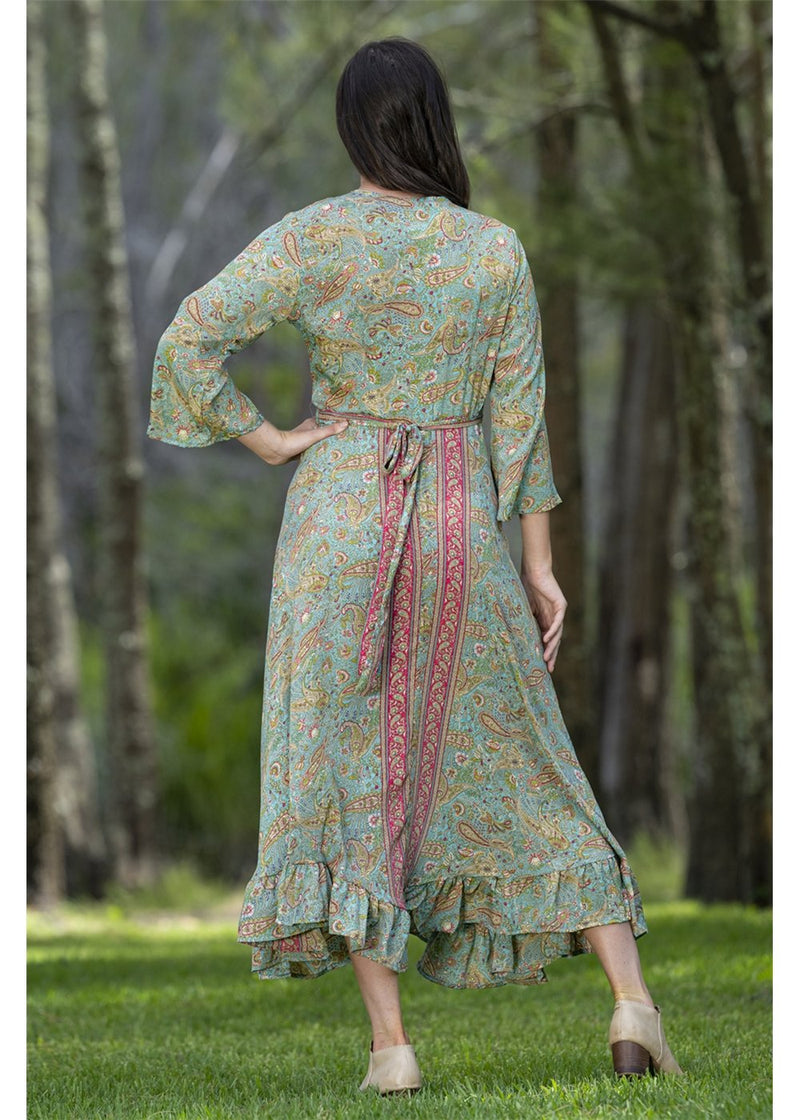 Paisley Long Sleeve Wrap Dress