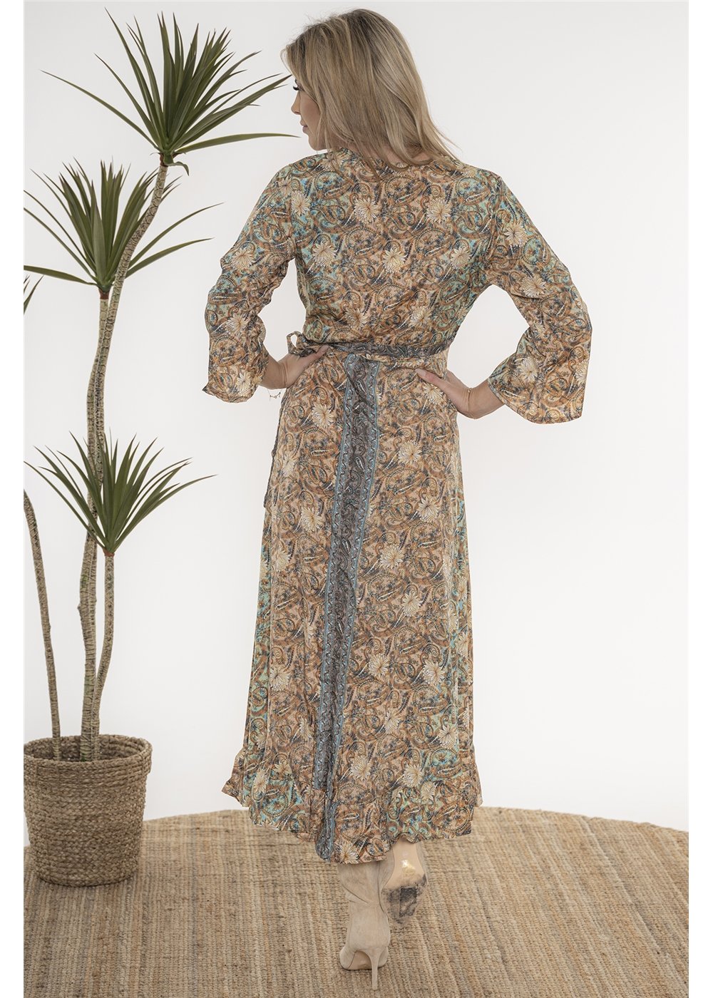 Saffron Long Sleeve Wrap Dress