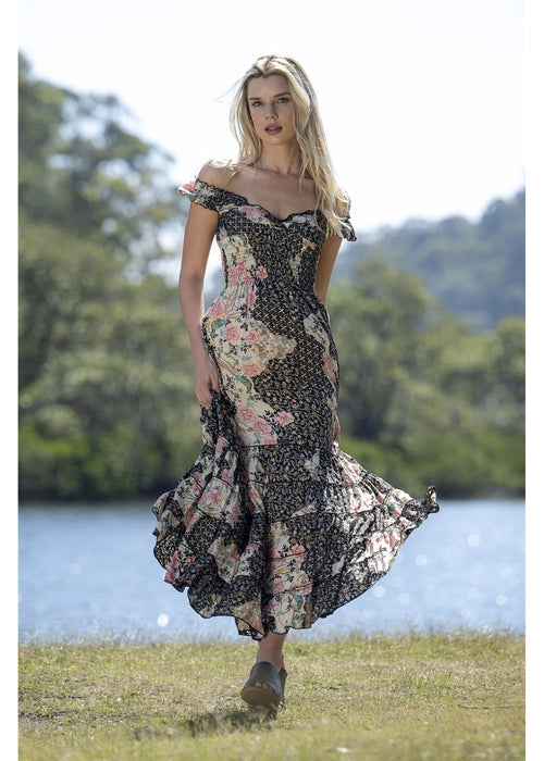 Amira Rosa Dress in silk blend, front view