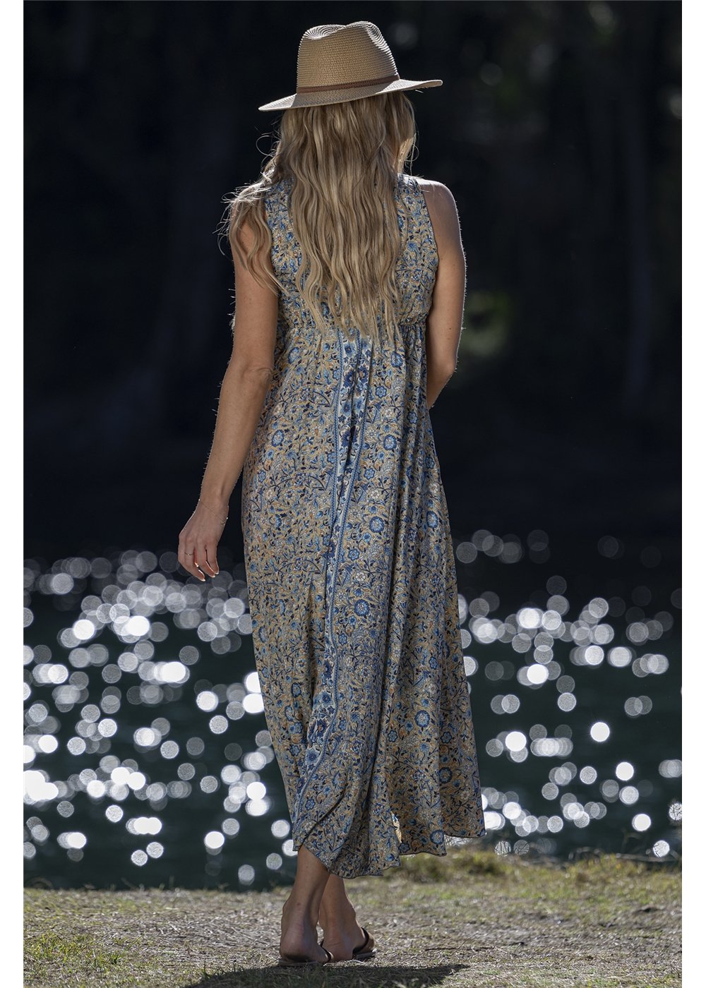 Lamu Sleeveless V-Neck Maxi Dress