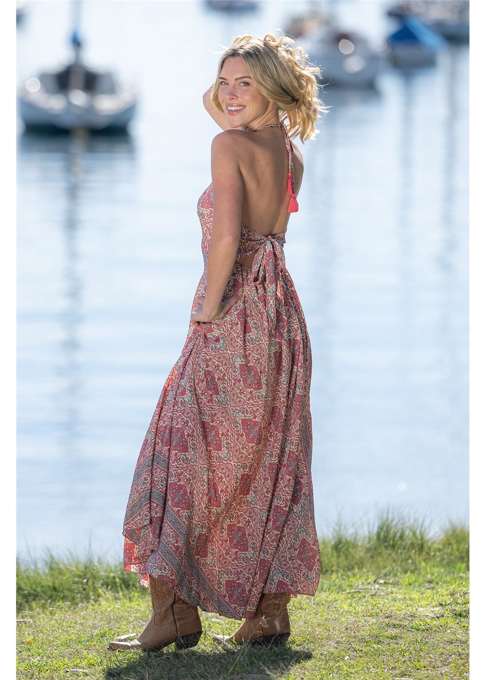 Binda Tie Back Halter Dress