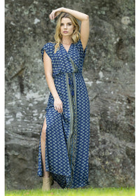 Ripple Short Sleeve Maxi Dress