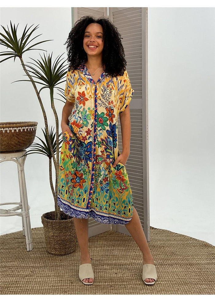Folksy Dresden Dress, front view