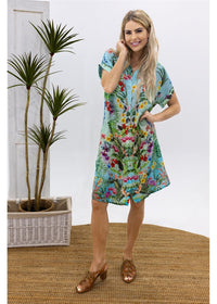 Tropical Buttoned Dress, view 3