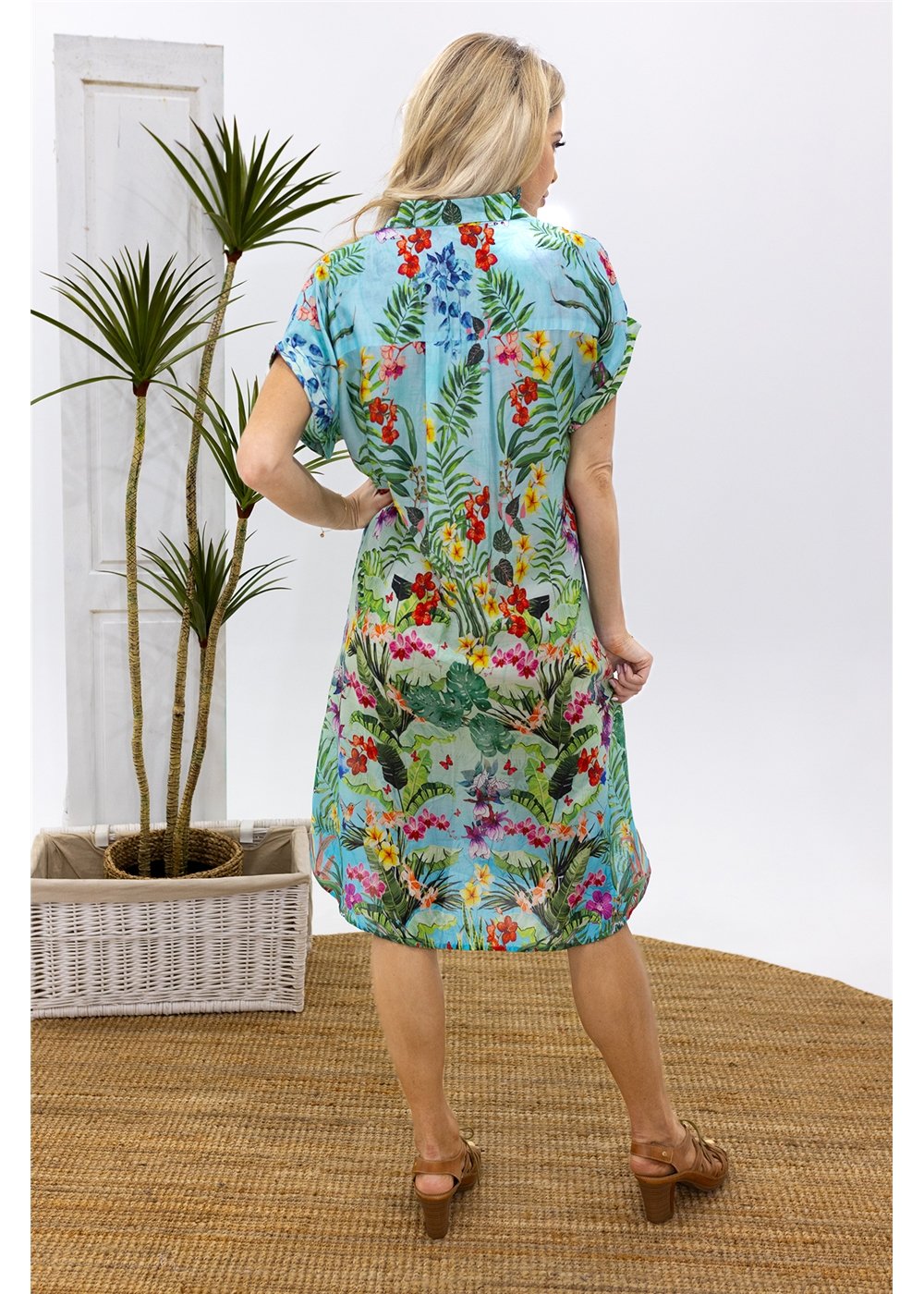 Tropical Buttoned Dress, view 4