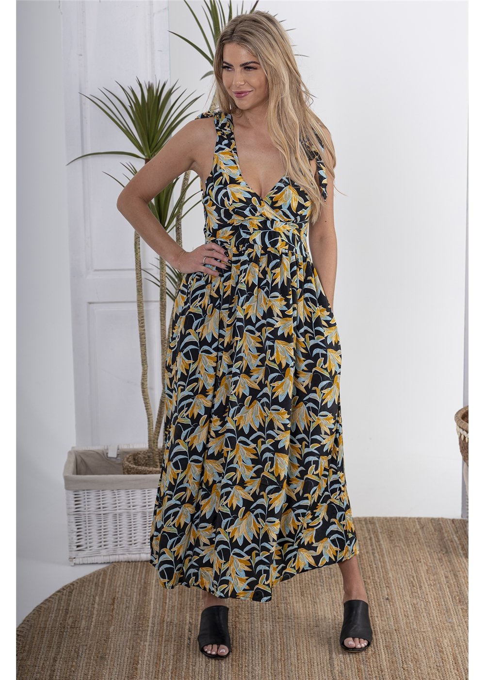 Carina Tie Shoulder Maxi  Dress